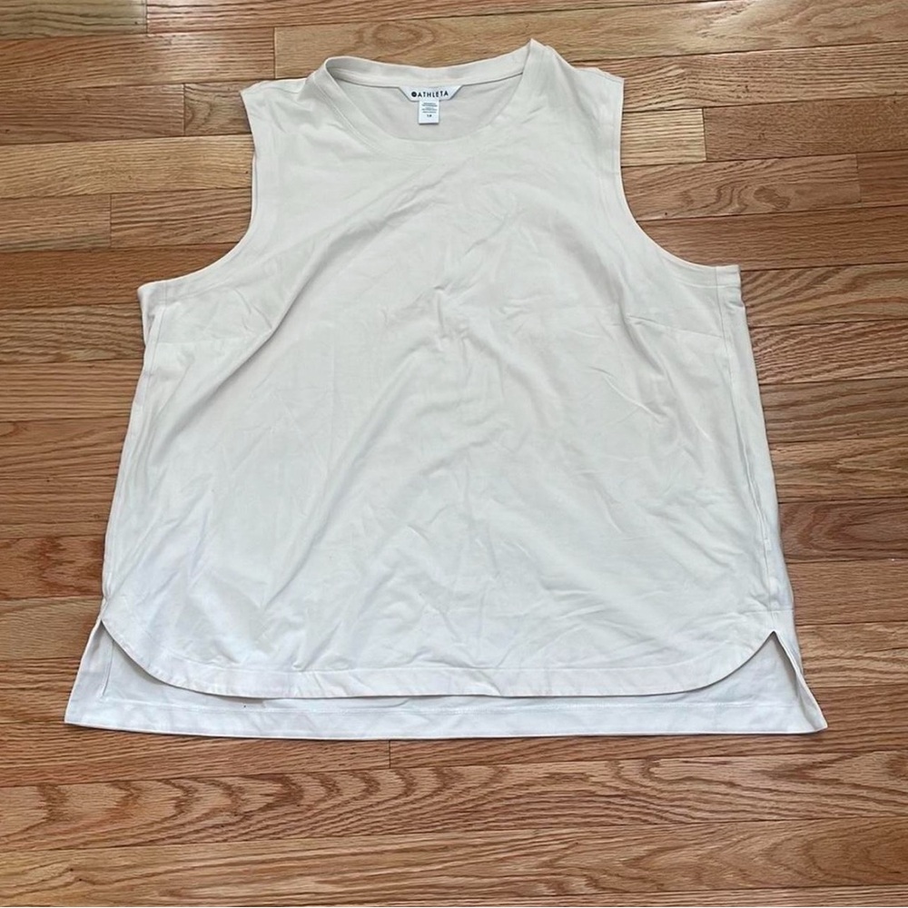 Athleta White Sleeveless Muscle Tee Relaxed Fit